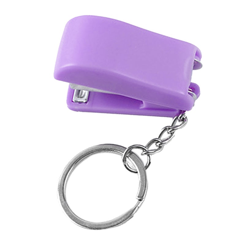 Mini Keychain Staplers Creativity Cute Lightweight Mini Stapler with Keychain for Student Writers Purple - Image 1