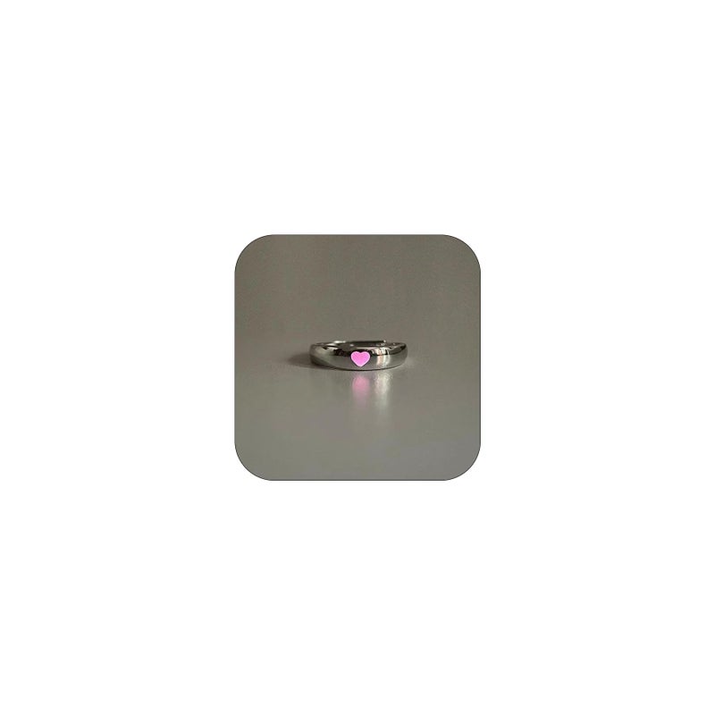 ZMANYIJEW Glowing Heart Ring Pink Blue Funny Heart Dark Luminous Ring Valentine's Day Promise Ring for Women - Image 1