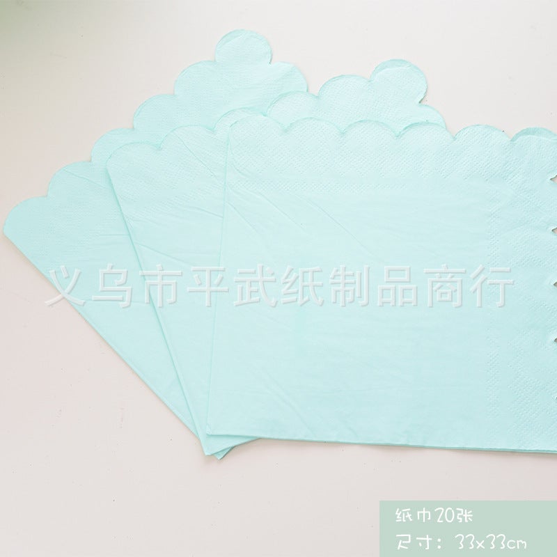 New Bronzing Mint Green Tableware Set Disposable Party Supplies for Birthday Party Picnic 16 33*33cm monochrome paper towel mint green 