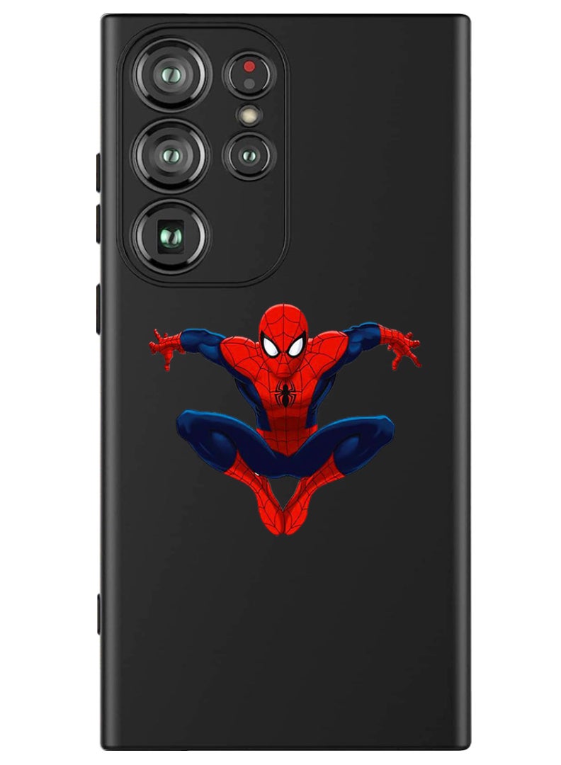 Theodor Protective Slim Fit Case Liquid Silicone Cover with Full Body Protection Anti-Scratch Shockproof Case For Samsung Galaxy S24 Ultra (Black) - Spiderman 1 - Image 1