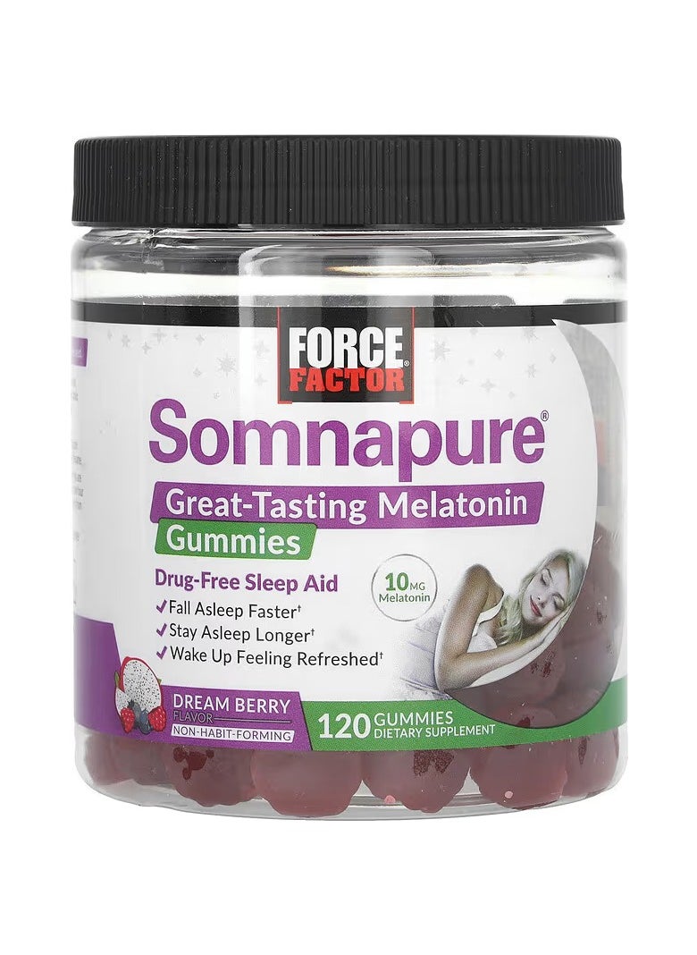 Force Factor Somnapure Gummies Melatonin Dream Berry 10 mg 120 Gummies 5 mg per Gummy  - Image 1