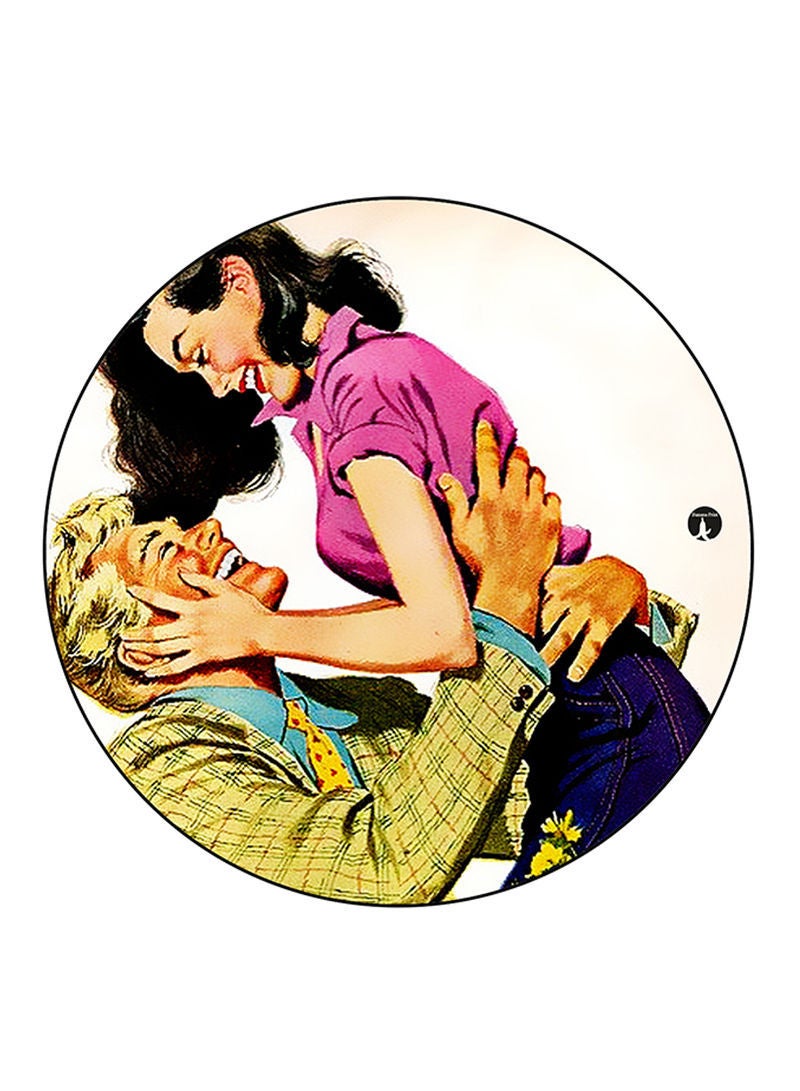 RKN Vintage Art Printed Mouse Pad Round  Multicolour