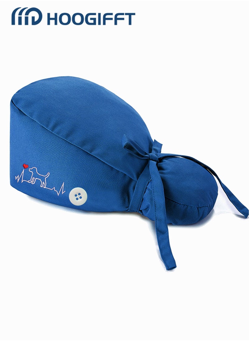 HOOGIFFT Pack of 3 Surgical Caps for Female and Male, Cotton Nursing Cap, Working Cap,Adjustable Cotton Working Hats,Sweatband Cotton Ponytail Holder, Long Hair Head Covers Hair Caps,Nurse hat with buttons  - Image 5