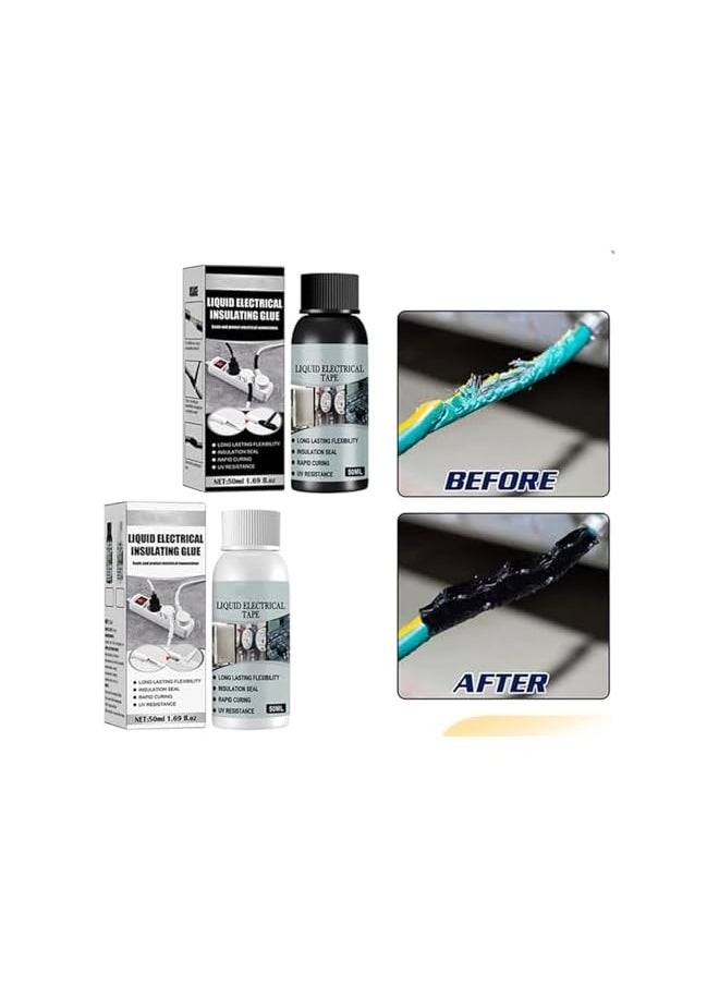 PROMASS - promass Liquid Insulating Electrical Tape Tube Paste, Liquid Insulating Electrical Glue Waterproof Quick-Drying Tape, Cable Repair Paste, Quick-Drying, High-Temperature Resistant (Black - 2Pcs) - Image 1
