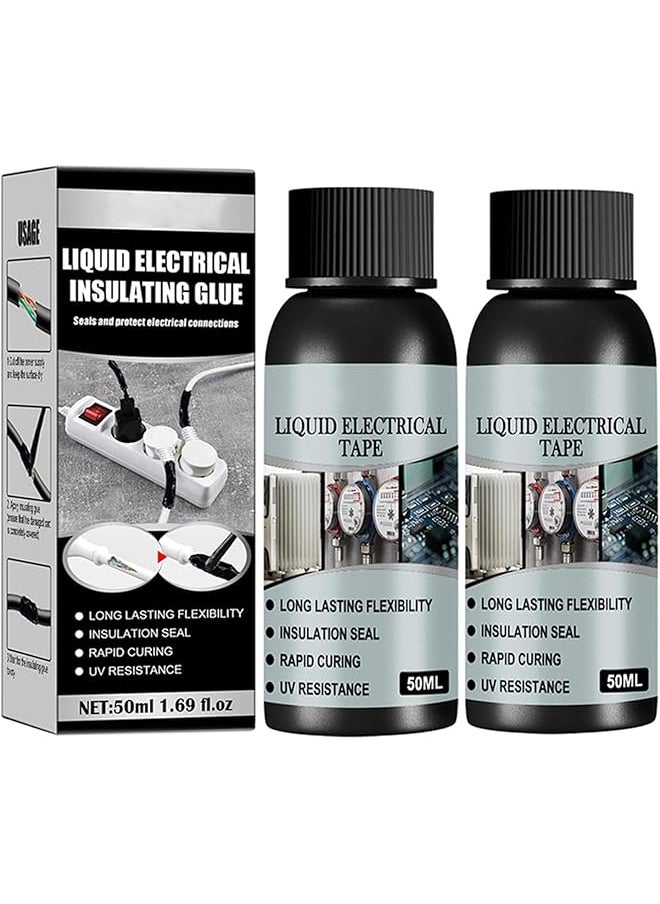 PROMASS - promass Liquid Insulating Electrical Tape Tube Paste, Liquid Insulating Electrical Glue Waterproof Quick-Drying Tape, Cable Repair Paste, Quick-Drying, High-Temperature Resistant (Black - 2Pcs) - Image 1
