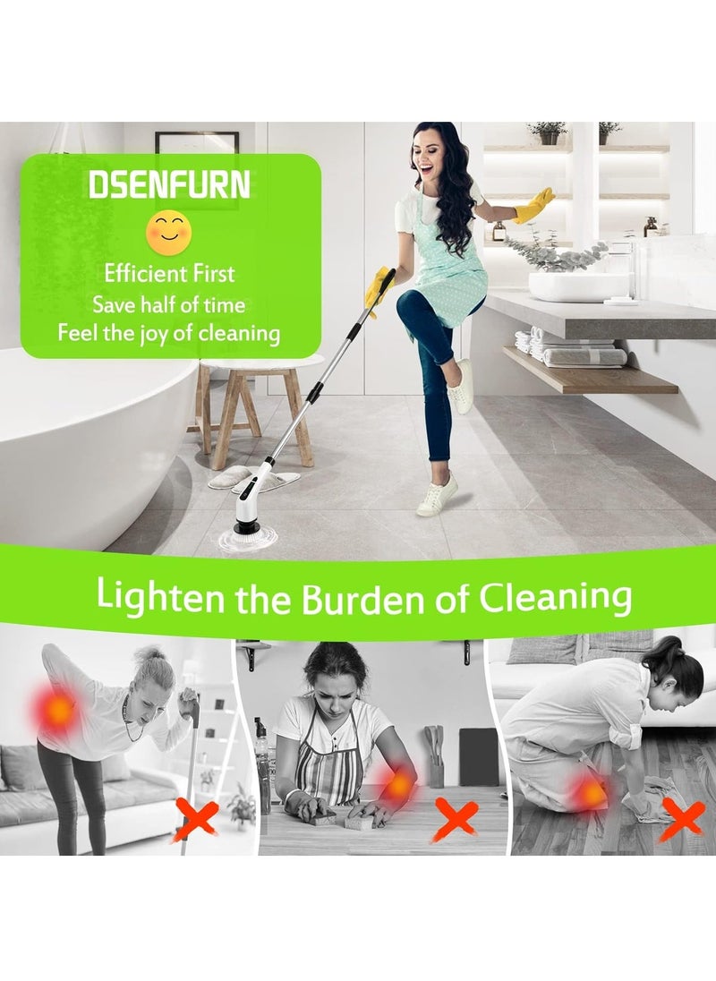 JAJEEK Cordless Rotating Electric Scrubber Brush with Long Handle & 7 Replaceable Cleaning Heads – Extendable as Short Handle, Portable Electric Shower Brush, Home Cleaning Tools for Floor, Tile, Bathroom, Kitchen & More  - Image 5