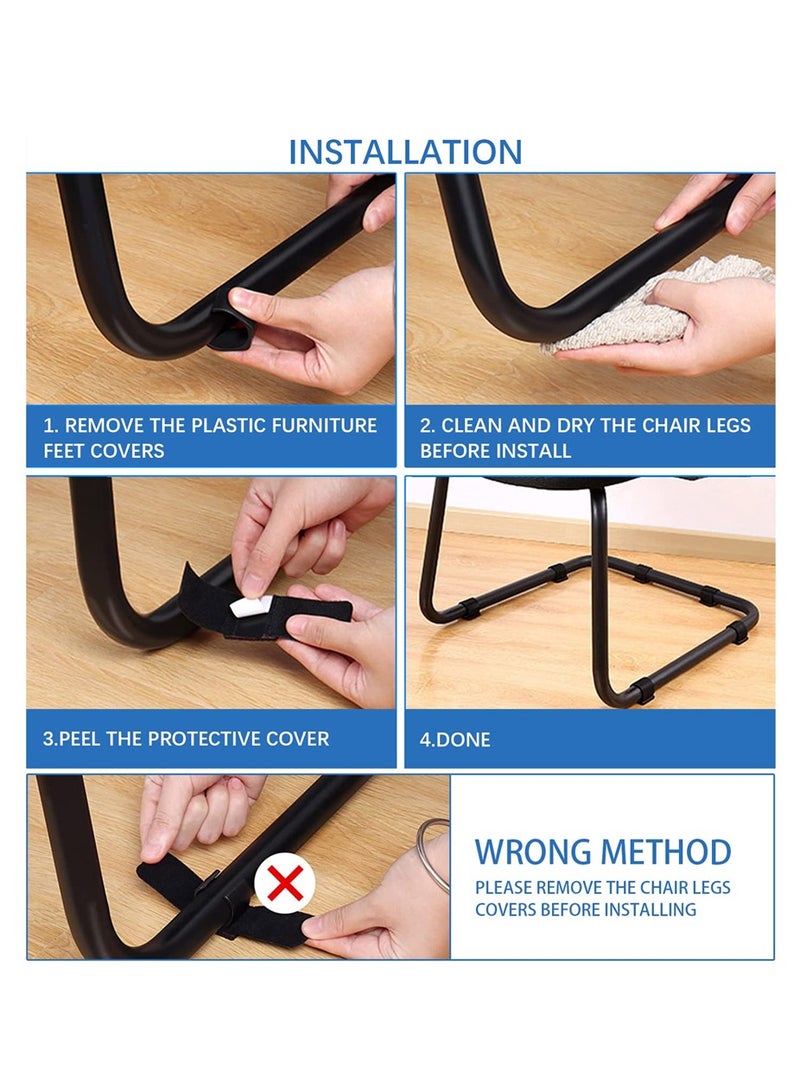 30 Felt Furniture Pads with Hook and Loop Fasteners for Sled Chairs Protect Hardwood Floors Reduce Scratches and Noise for Most Chair Rails - Image 5