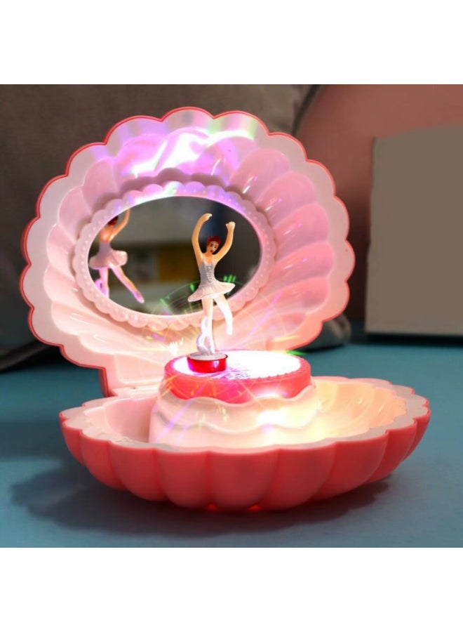صندوق موسيقى الصدفة الساحر مع راقصة باليه وإضاءة LED | صندوق مجوهرات هدايا للبنات - Image 1