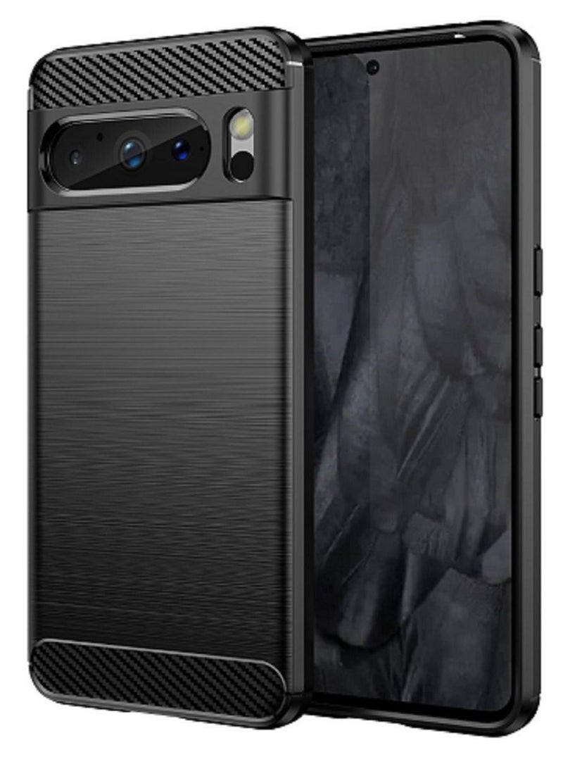 Cover Google Pixel 8 Pro , - Protection Brushed Carbon Fiber Cover Shockproof - Anti-Scratch Case Slip-Resistant - Black  - Image 1