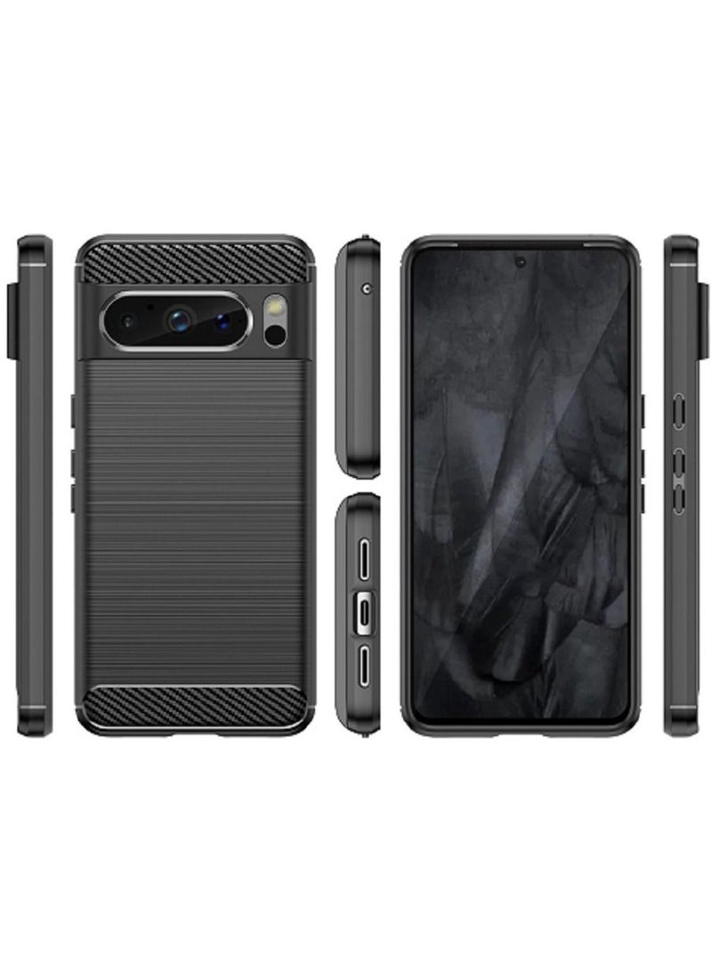 Cover Google Pixel 8 Pro , - Protection Brushed Carbon Fiber Cover Shockproof - Anti-Scratch Case Slip-Resistant - Black  - Image 5