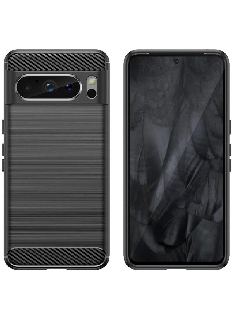 Cover Google Pixel 8 Pro , - Protection Brushed Carbon Fiber Cover Shockproof - Anti-Scratch Case Slip-Resistant - Black  - Image 2