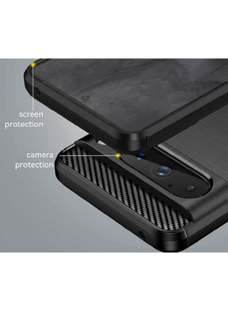 Cover Google Pixel 8 Pro , - Protection Brushed Carbon Fiber Cover Shockproof - Anti-Scratch Case Slip-Resistant - Black  - Image 4