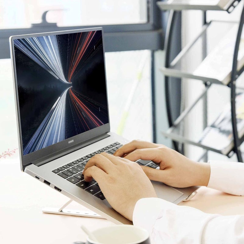 Laptop Stand for Desk, Adjustable Ergonomic Portable Aluminum Laptop Holder, Foldable Computer Stand 7 Angles Anti-Slip Laptop Riser Compatible with 9-15.6 inch Laptops, Silver - Image 5