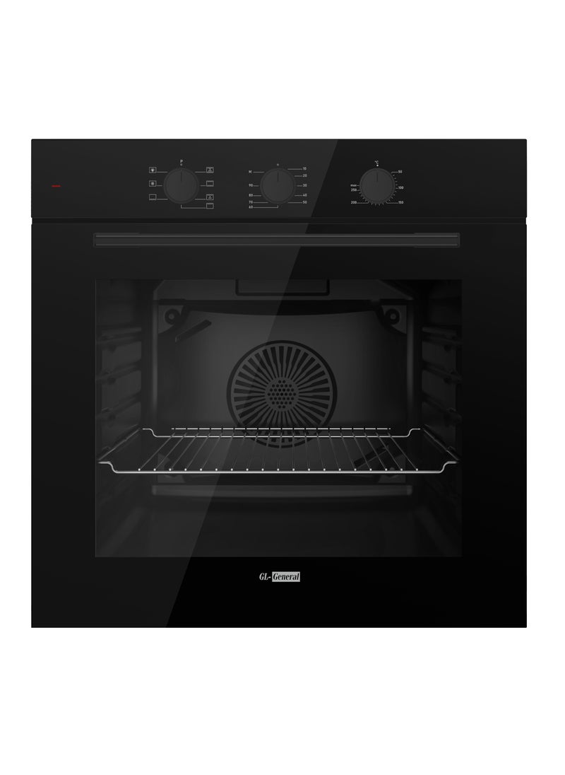 GL General 73 Lt 60x60cm 7 Cooking Programs Built In Oven, Black Panel, Grill + Air Fryer, Up & Down Heating, Cooling Fan, Tray + Stand Included  - Image 1