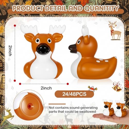 DEEKIN 24 Pcs Whitetail Deer Buck Rubber Duck 2 Inch Rubber Duck Party Favors for Winter Holiday Hunting Party Gifts Home Decorations Whitetail Deer Buck - Image 5