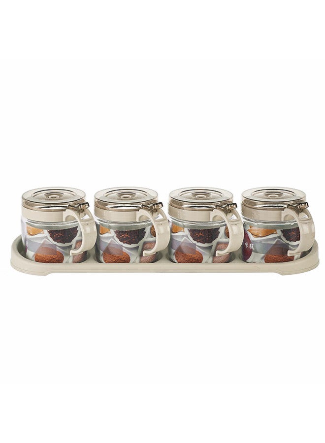 Mengting Seasoning Container Set, Home Use Spice Jars, Kitchen Salt Shaker, Glass Condiment Box, Seasoning Pot, 4-piece Set - Image 3