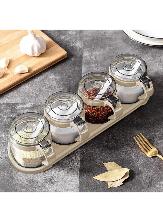 Mengting Seasoning Container Set, Home Use Spice Jars, Kitchen Salt Shaker, Glass Condiment Box, Seasoning Pot, 4-piece Set - Image 2