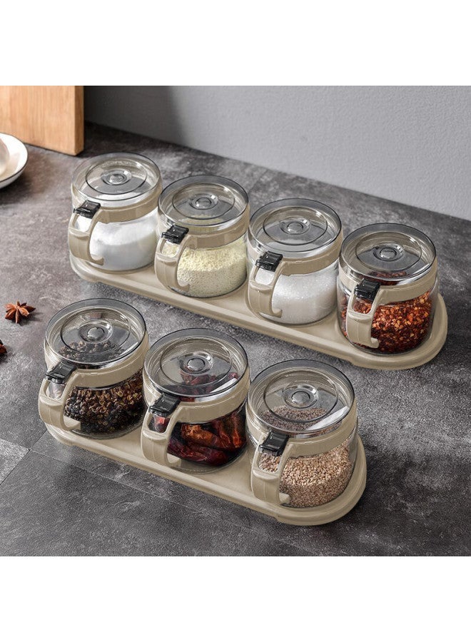 Mengting Seasoning Container Set, Home Use Spice Jars, Kitchen Salt Shaker, Glass Condiment Box, Seasoning Pot, 4-piece Set - Image 1