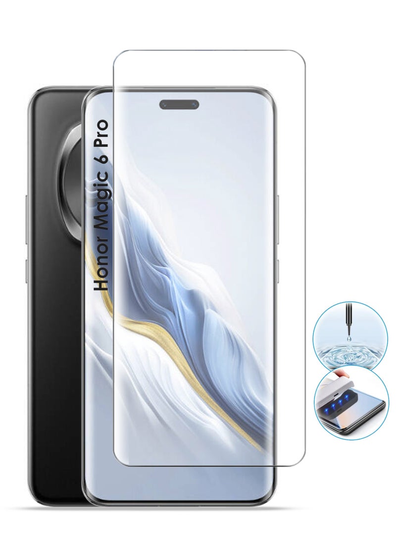 هونر ماجيك 6 برو 5G واقي الشاشة - زجاج مقوى كامل الشاشة مقاوم للأشعة فوق البنفسجيةهونر ماجيك 6 برو 5Gغطاء كامل منحني مقاوم للأشعة فوق البنفسجية عالي الوضوح مع مجموعة التثبيت، شفافية عالية، ملمس رقيق، مضاد للانفجار، حواف مقوسة ناعمة - Image 1