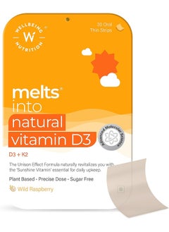 WELLBEING NUTRITION D3 + K2 Melts With Organic Virgin Coconut Oil And Astaxanthin 30 Oral Strips  - Image 1