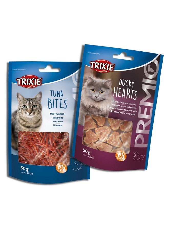 تريكسي مجموعة مكافآت القطط من قلوب البط الممتازة وقطع التونة الممتازة، مكافآت غنية بالعناصر الغذائية للقطط، مناسبة لجميع السلالات - (عبوة من قطعتين) - Image 1