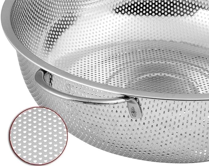 RHYDON Multipurpose Stainless Steel Colander Strainer Drainer with Handle for Rice Fruits Vegetable Noodles Pasta Beans Grains Washing Filter Basket for Kitchen Bowl Storing and Straining Purpose - Image 3