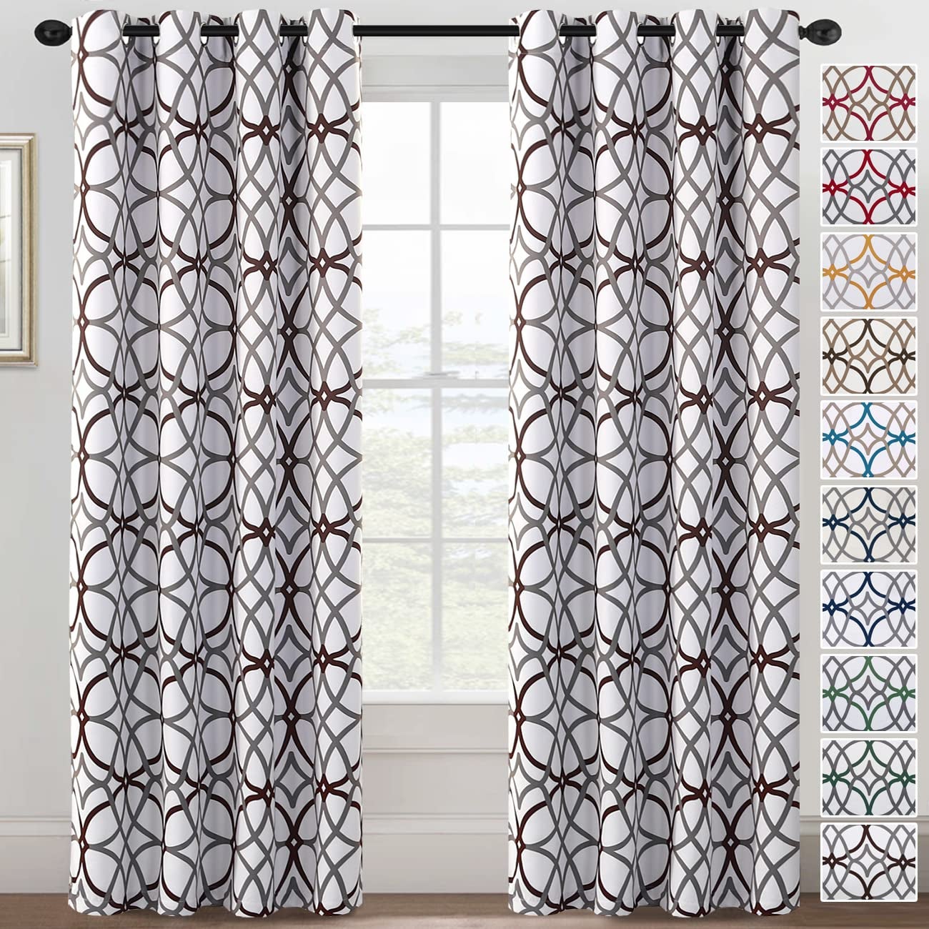 H.VERSAILTEX HVERSAILTEX Blackout Curtains 84 inch Length 2 Panels Set Thermal Curtains  Drapes Window Treatment Noise Reducing Geometric Modern Grommet Living Room Curtains for Bedroom  Brown and Gra