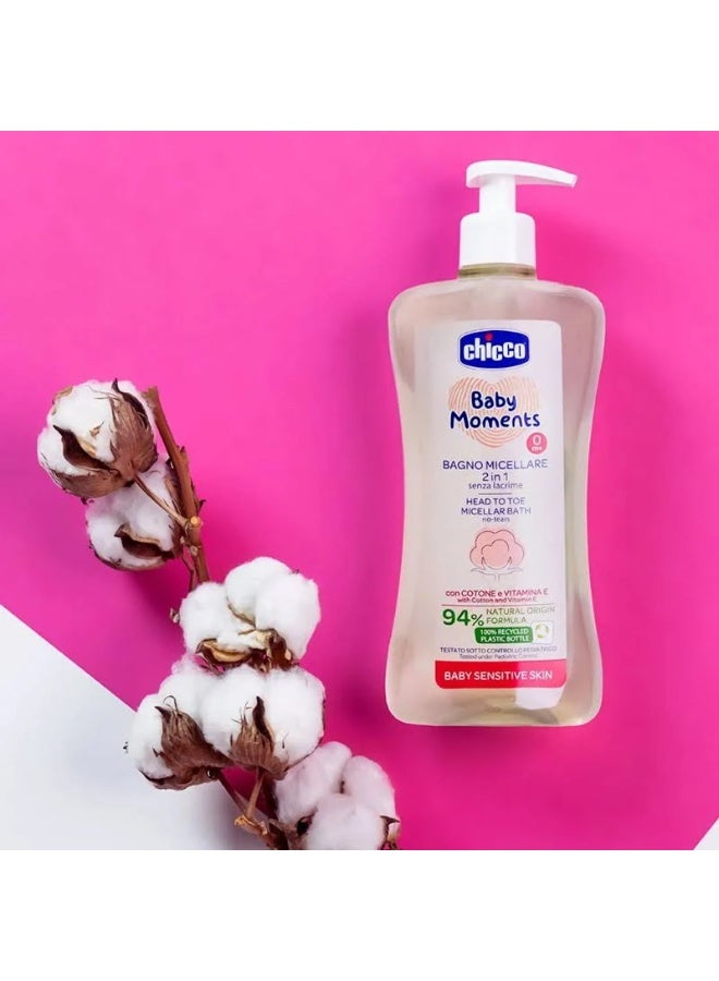 Chicco Baby Moments 2-in-1 Head to Toe Micellar Bath 0m+ 500ml - Image 2