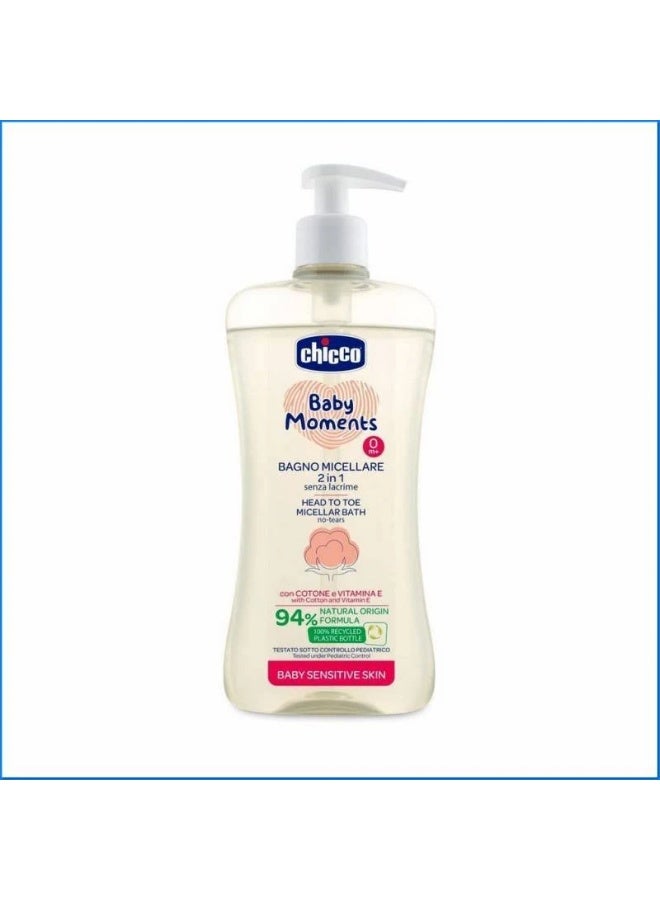 Chicco Baby Moments 2-in-1 Head to Toe Micellar Bath 0m+ 500ml - Image 1