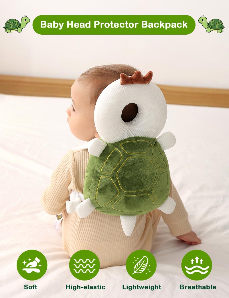 JunNeng Baby Head Protector Backpack, Toddler Walking Fall Head Protection, Green Frog - Image 2