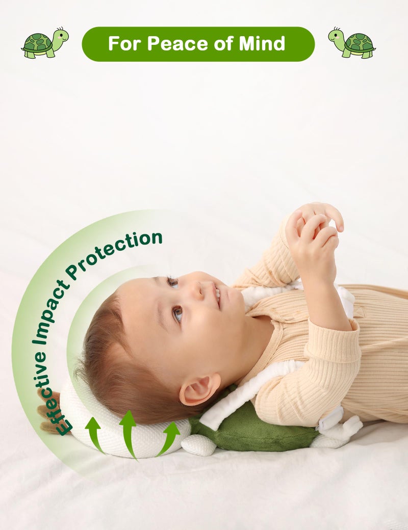 JunNeng Baby Head Protector Backpack, Toddler Walking Fall Head Protection, Green Frog - Image 3