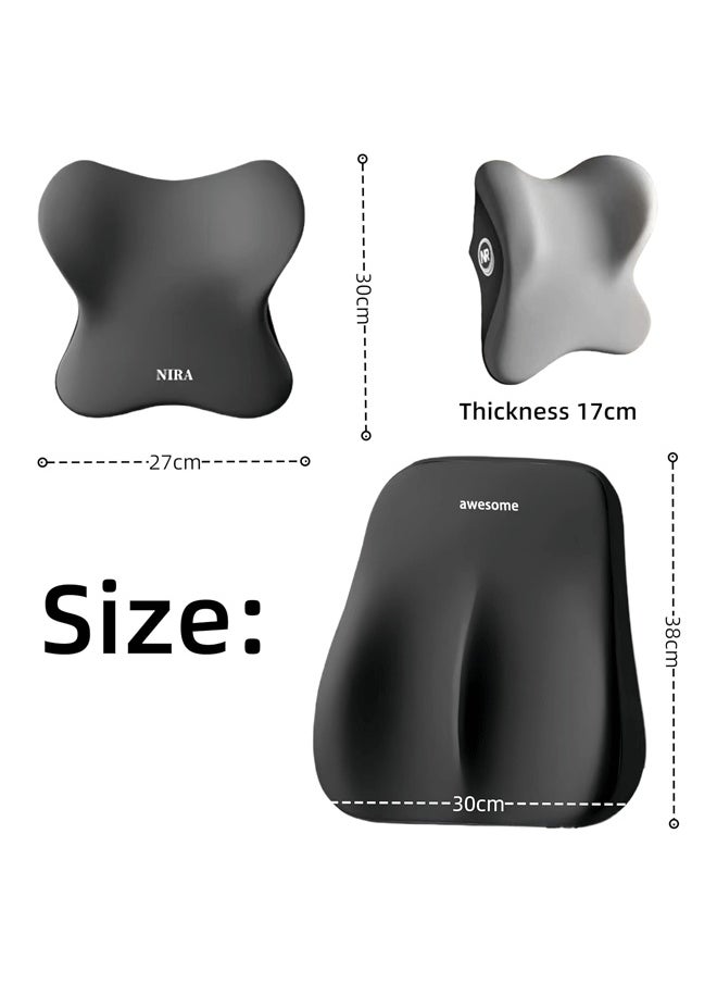 Reelyo - Car Headrest & Lumbar Support Cushion for Car Seat and Office Chair，Car Neck Back Support,Ergonomic Car Memory Foam Car Neck Pillow & Lumbar,Car Headrest for Neck Back Pain Relief (Grey) - Image 1