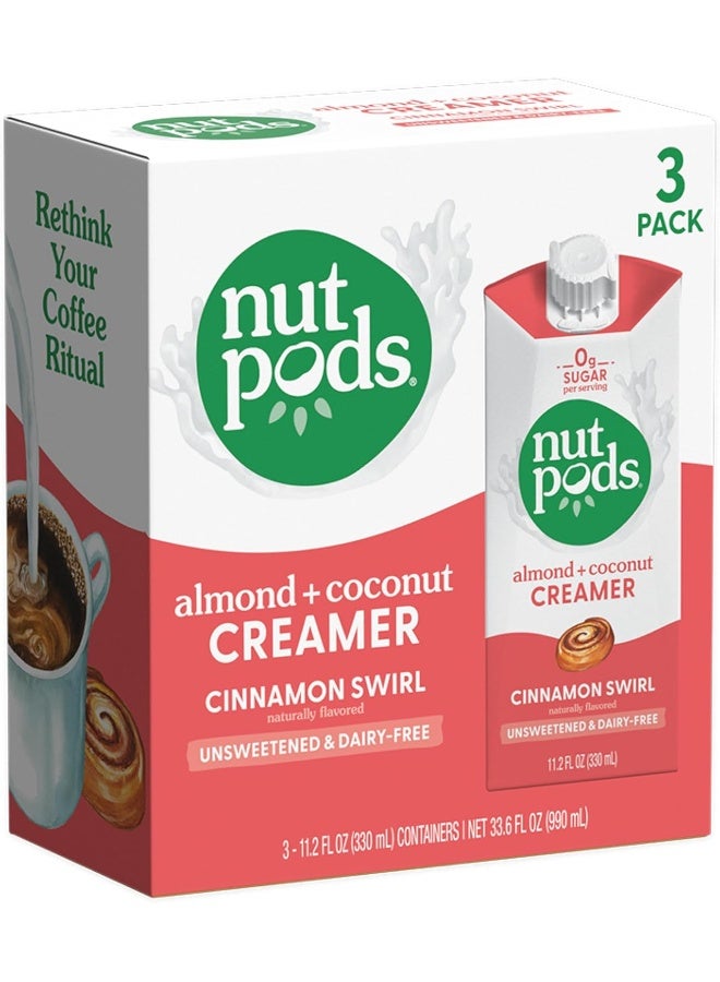 nutpods Cinnamon Swirl Coffee Creamer - Unsweetened Non Dairy Creamer Made from Almonds and Coconuts - Keto Creamer, Whole30, Gluten Free, Non-GMO, Vegan, Sugar Free, Kosher (3-Pack) - Image 1