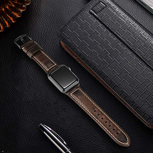 HUAFIY Leather Band Compatible for apple Watch Bands 42mm 44mm 45mm46mm49mm 38mm 40mm 41mm,Genuine Leather Watch Wristband for iWatch Ultra2 Series 10/9/8/7/6/5/4/3/2/1 - Image 5