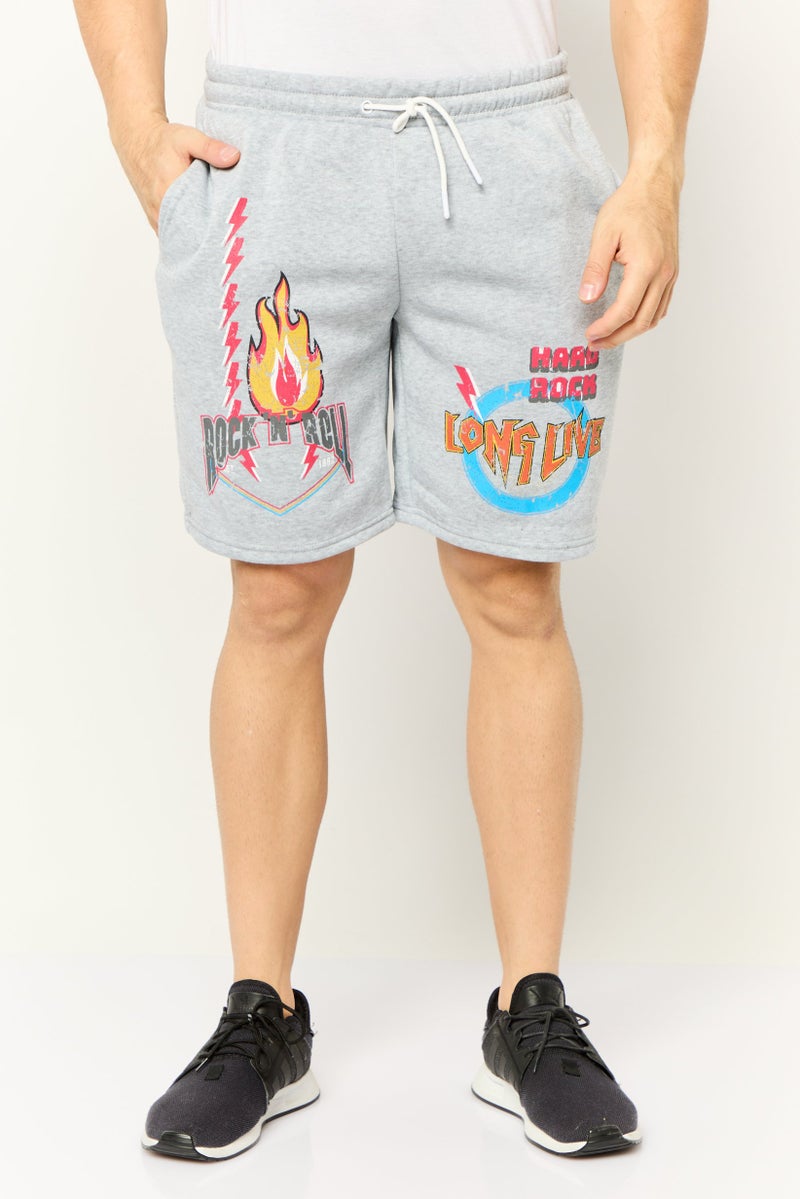 MEMBERS ONLY Men Regular Fit 8,5 Inseam Graphic Print Fleece Shorts, Heather Grey - Image 1