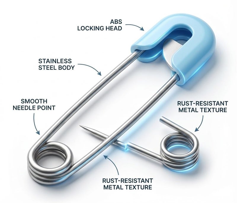 SPHTOEO 50PCS Cloth Diaper Pins Stainless Steel Traditional Safety Pin - Image 3