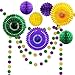 Decor365 Gold Purple Green Mardi Gras Party Decorations Glitter Circle Garlands Banner Hanging Paper Fan Tissue Pompoms Fat Tuesday Mardi Gras Birthday Bachelorette Bridal Cavinal Party Decor - Image 3