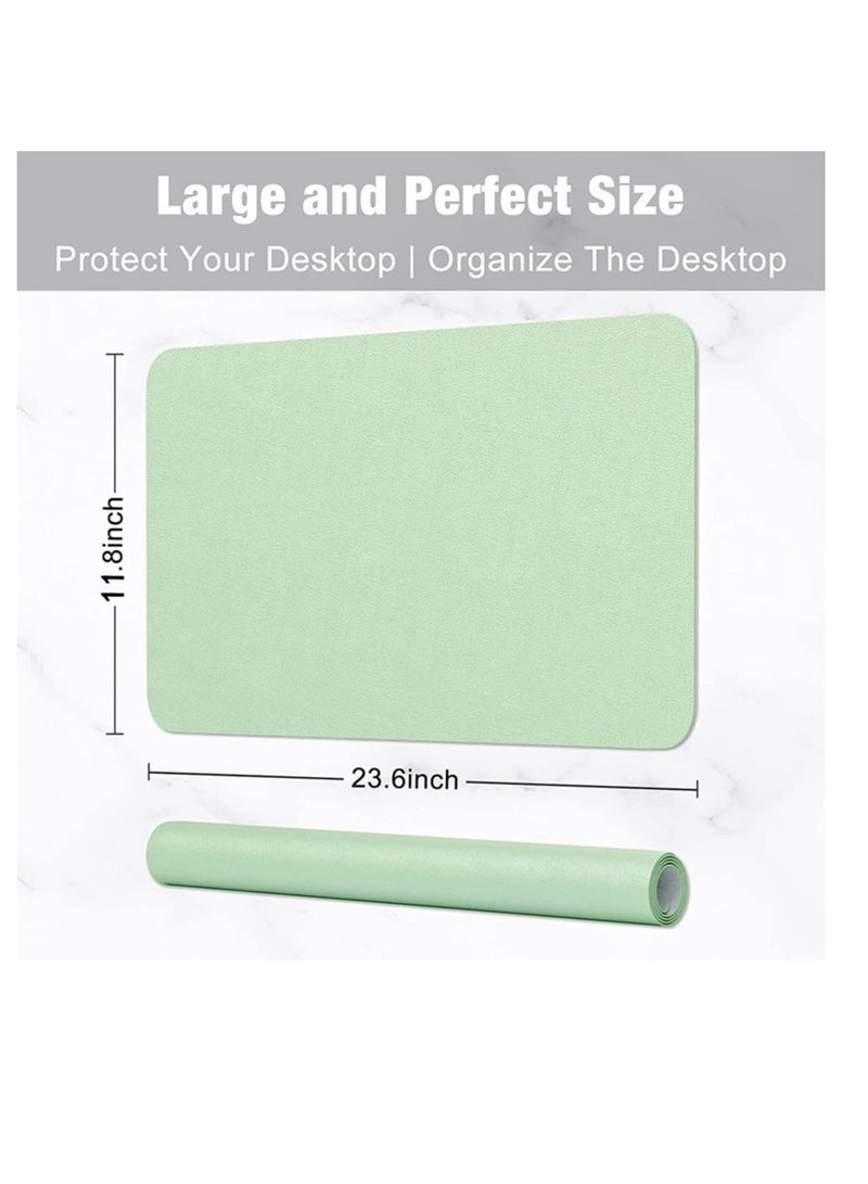 Zikra وسادة مكتب، وسادة ماوس من جلد PU، وسادة مكتب من الألياف الدقيقة، وسادة مكتب مقاومة للماء لسطح المكتب، وسادة لوحة المفاتيح للابتوب، وسادة كتابة غير قابلة للانزلاق للمكتب، أخضر بحيرة (11.8''X23.6'') - Image 3