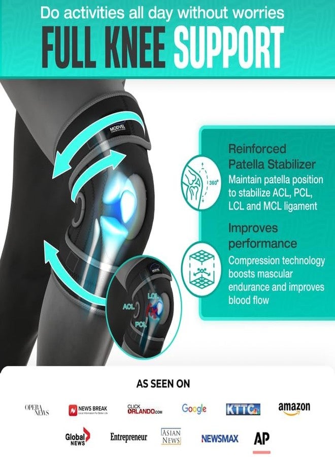 Modvel ELITE Knee Brace With Side Stabilizers & Patella Gel Pads for Maximum Knee Pain Support and Fast Recovery for Men and Women, Knee Pad for Running, Workout, Arthritis, Joint Recovery - Image 3