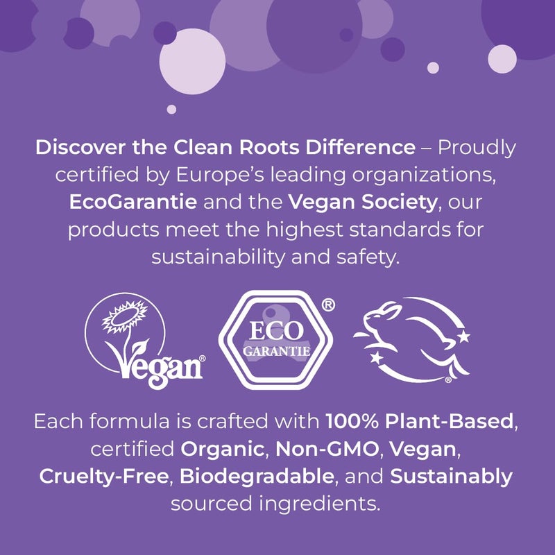 CLEAN ROOTS Fabric Softener - EcoGarantie Certified, 100% Plant-Based Formula, Made with Organic Ingredients, Scented with Organic Lavender Essential Oil - 55 Loads, 92.9 fl oz (2.75 L) - Image 5