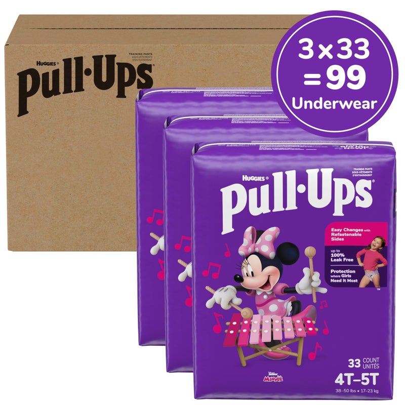 Pull-Ups Girls' Potty Training Pants, Size 4T-5T Training Underwear (38-50 lbs), 99 Count (3 Packs of 33) - Image 2