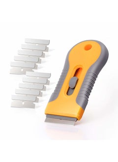 Ehdis Ceramic Scraper Car Sticker Remover Glass Cooktop Razor Scraper with 10pcs Replace Blades for Label,Glue,Paint,Adhesive Remover,Oven Door, Stove Cleaning-Yellow  - Image 1