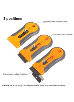 Ehdis Ceramic Scraper Car Sticker Remover Glass Cooktop Razor Scraper with 10pcs Replace Blades for Label,Glue,Paint,Adhesive Remover,Oven Door, Stove Cleaning-Yellow  - Image 2