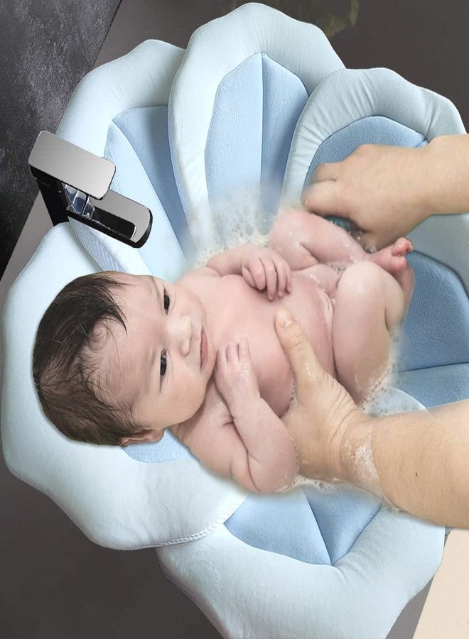 TOFOAN Baby Bath Pad for Infant Bathtub Sink Flower Mat Tub Little Lotus - Petal Soft Supports Lounger Newborn Bathing Insert Seat Baby Essentials - Baby Gifts - 31" (Blue) - Image 2