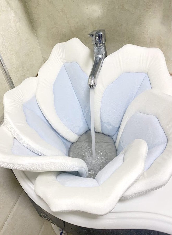TOFOAN Baby Bath Pad for Infant Bathtub Sink Flower Mat Tub Little Lotus - Petal Soft Supports Lounger Newborn Bathing Insert Seat Baby Essentials - Baby Gifts - 31" (Blue) - Image 3