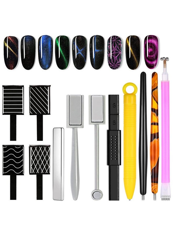 DANNEASY DANNEASY 12pcs Nail Magnet Tool Set Cat Eye Magnet for Nails Gradient Nail Design Magnetic Gel Nail Polish Pen Double Ended Magnet Sticks Nail Art Tools for DIY Salon - Image 1