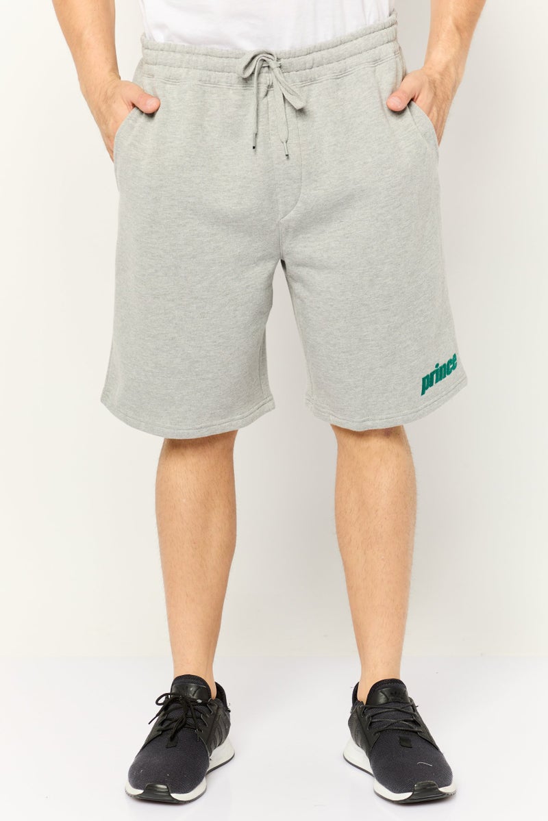 Prince Men Embroidered Logo Basic Shorts, Heather Grey - Image 2