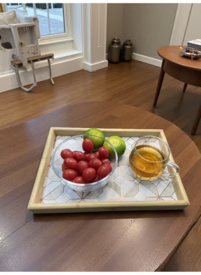 طقم صينية تقديم مستطيلة بأحجام مختلفة من 3 قطع، صواني زخرفية، صينية تقديم سرير الإفطار بنمط هندسي، صينية تقديم مزخرفة لطاولة القهوة والشاي والوجبات الخفيفة وأدوات المائدة، مثالية للعائلات والحفلات والفنادق والمطاعم وأفضل هدية رمضان - Image 2