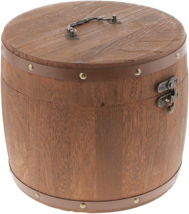 klarakoVintage Big Wood Barrel Tea Caddy Airtight Sealed Tea Leaves Tin Canister Kitchen Food Storage Jar Container klarakoas described, L - Image 1