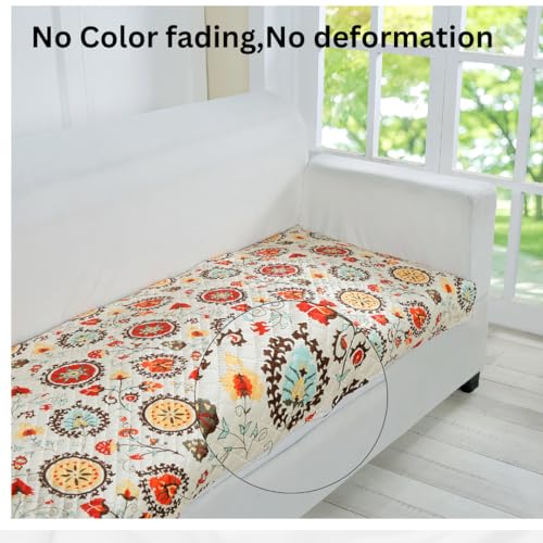 AMAZE ATTIRES Printed Sofa Seat Cover for 5 Seater with Heavy Antiskid Backing & Easily Machine Washable Sofa Seat Runner for Couch - (27 x 24 Inches - 4 Pieces, 27 x 72 Inches - 2 Piece) Red Floral - Image 2